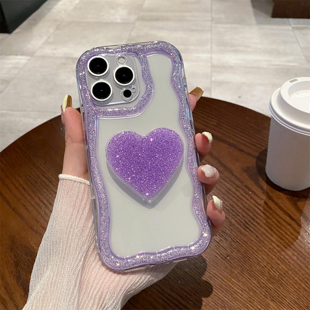 Třpytivý Diamantový Držák Srdíčko Pouzdro Na Telefon Pro iPhone 16 15 14 13 12 11 Pro Max Plus Roztomilý 3D Držák Srdíčko Nárazuvzdorný Kryt