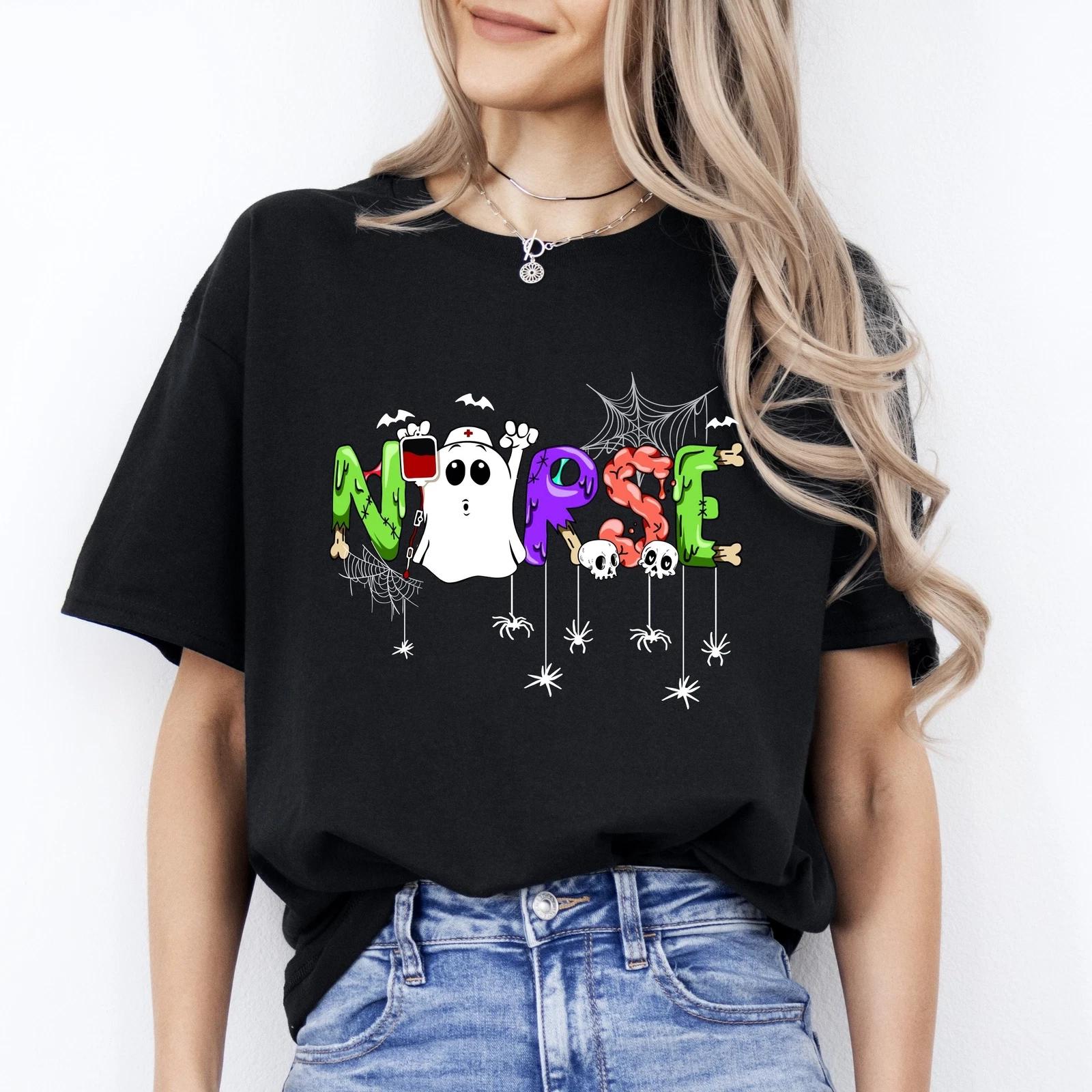 Nurse Boo Halloween Unisex T-Shirt Registered Nurse Spooky tee Black Dark Chocol 2XL
