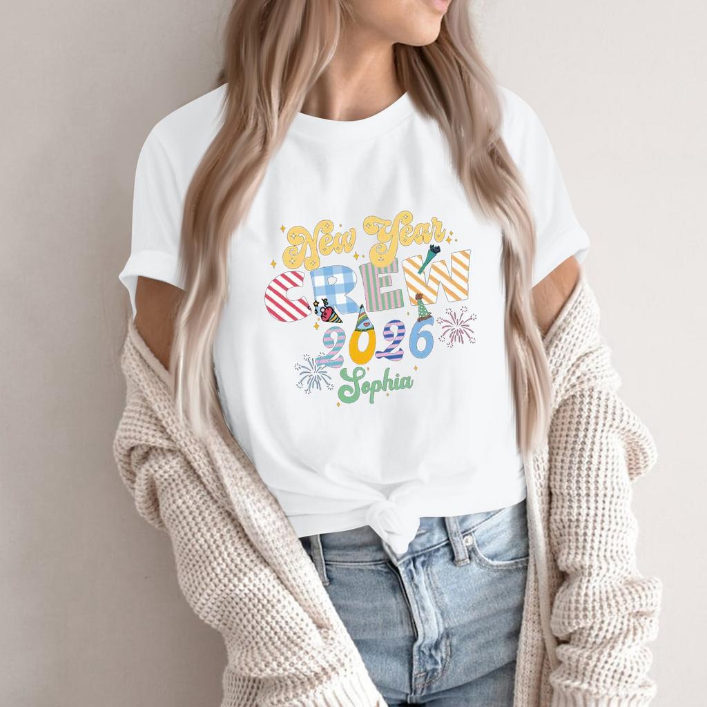 Women's Fashion 2026 New Year Printed Round Neck Short Sleeve Top