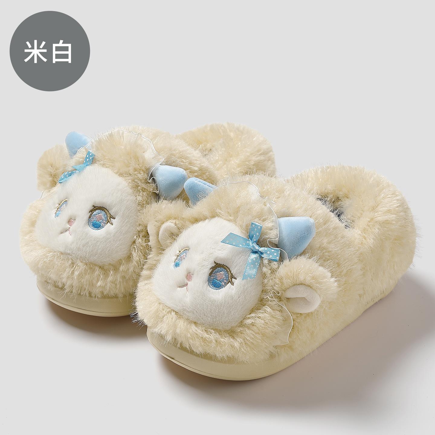 

Милая сумка и хлопковые тапочки 2025 новая осень и зима домашние плюшевые тапочки для помещения зима 40-41 Inner length 245MM бежевый