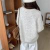 Round Neck Raglan Long Sleeved Mixed Color Plush Loose Pullover Women's Casual Sweater Pullover
