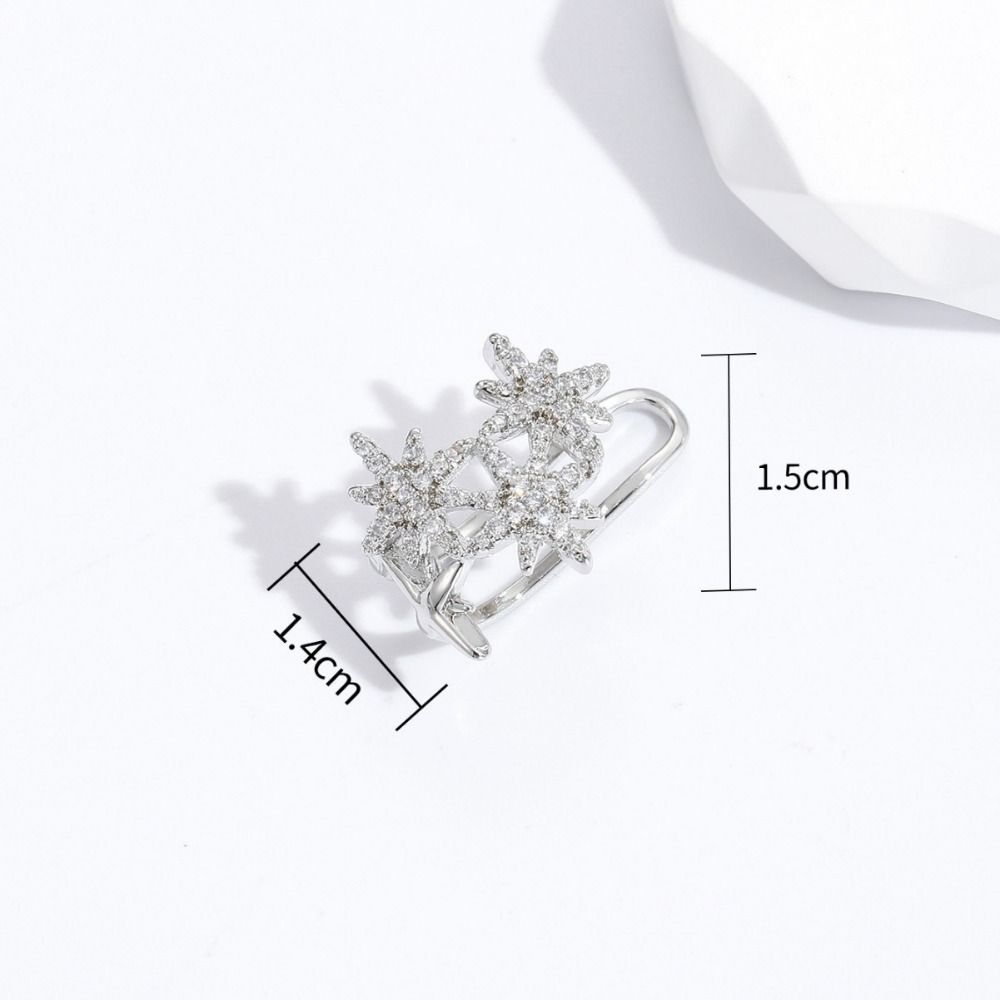 Copper Shiny Starry Earbone Clip No Piercing Korean Style Flashing Zircon Star Earrings Fashion Jewelry Cartilage Clip