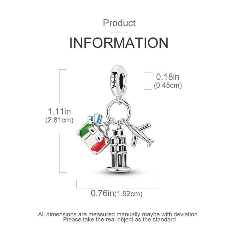 Charm Bead Charms copper Briefcase Leaning Tower Aircraft Bead Charms Compatible With Charm Bead Charms Plata Authentic Bracelets Women Jewellery Maki