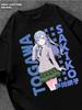 BanG Dream! Sakiko Togawa Black T‑shirt Mens Tshirt Womens Tshirts with Letters Print Short Sleeves T-Shirt Casual Street Tee Shirt Top