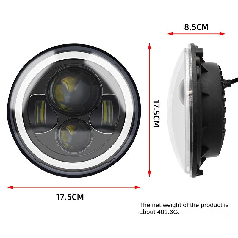 Car LED Headlights 7-inch Round Headlights Full Round Daytime Running Lights with Steering H4 Super Bright High and Low Beam Modification