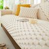 New White Edge Plush Sofa Cushion Honeycomb Warm Thick Sofa Towel Anti Slip Cat Scratch Mat Sofas Cover Couch Winter Universal