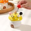 3D Stainless Steel Fruit Fork Ceramic Dessert Salad Fork Mushroom Fruit Sweets Forks  Picnics