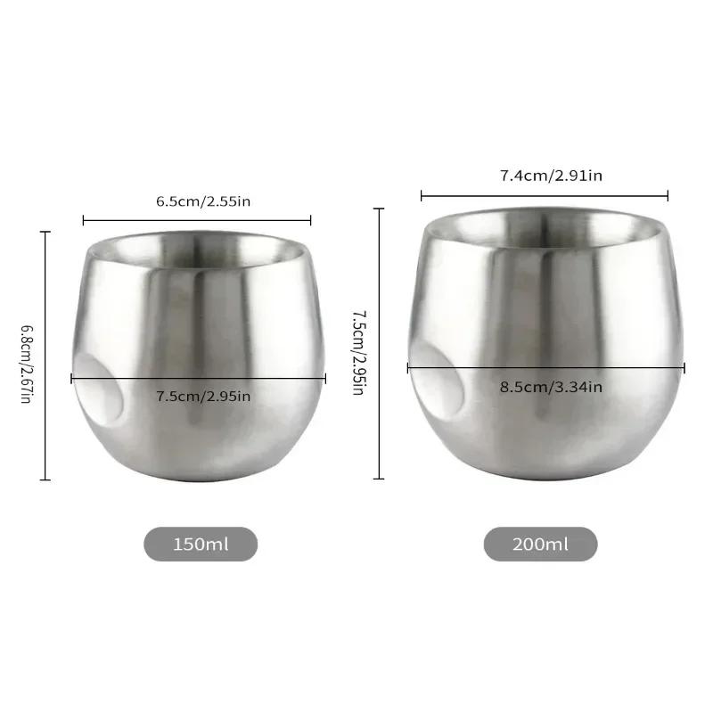 150/200ml Odolný šálek na kávu a espresso, dvojitá izolace, silné nerezové šálky pro restauraci, velkoobchod, přizpůsobitelný