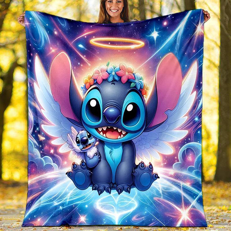 1pc S-Stitch1 Theme Blanket - Digital Print, Polyester, Cozy for All Seasons, Perfect for Outdoor, and Travel