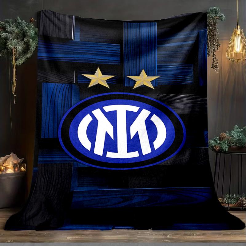 1 PZ F.C. Coperta morbida in flanella stampata Internazionale Milano per camera da letto da adulto, soggiorno, divano, campeggio, viaggi, regali per tifosi, regali di Natale