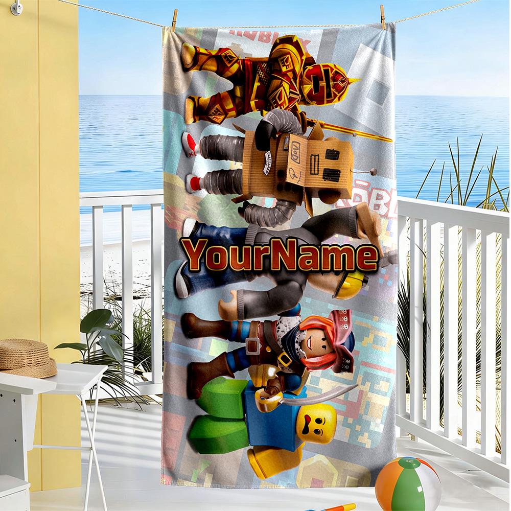 Roblox Customized Name Beach Towel Super Soft & Absorbent Suitable for Swimming Gym Camping Yoga Vacation