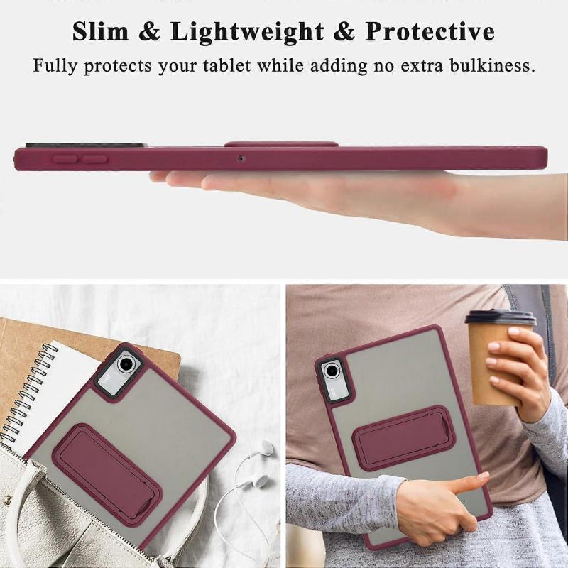 For Xiaomi Redmi Pad SE Case with Kickstand TPU + PC Skin-touch Tablet Cover - Wine Red
