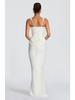 Women's Spring Slim Fishbone Strappy Long Dress - Solid Color Hip-Hugging Design