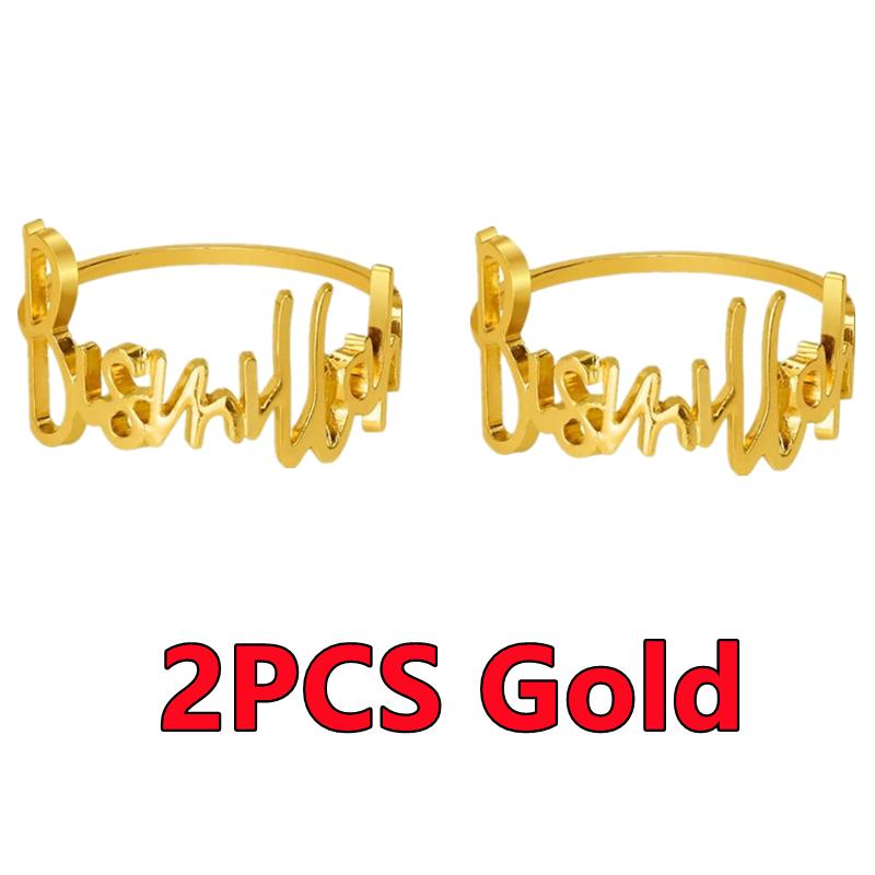 1PC-6PCS Bismillah Letter Napkin Rings Gold Napkin Holder Muslim Islamic Ramadan Kareem Party Wedding Decor Eid Mubarak Gifts