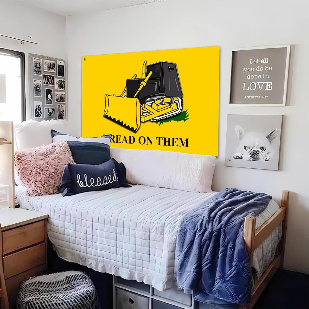 Tread On Them Flag Killdozer Flag 3x5 Ft Funny Man Cave Wall Banner for Room Teen Girls Indoor Outdoor Party Bedroom and College Dorm Wall Decor