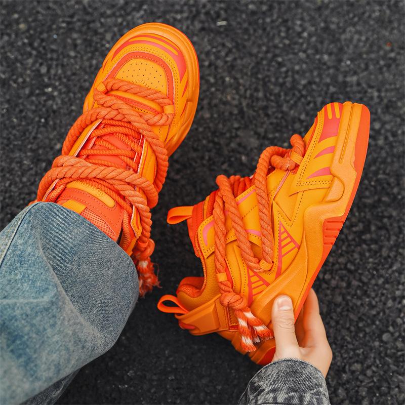 Fashion Fashion Designer Men's Shoes Breathable Sneakers Orange Platform Running Shoes Non Slip Tennis Shoe Outdoor Lace-up Casual Shoes