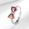 925 Sterling Silver Red Diamond Bowknot Ring for Women Advanced Index Finger Ring Fade Resistant Fashion Hand Jewelry Wholesale