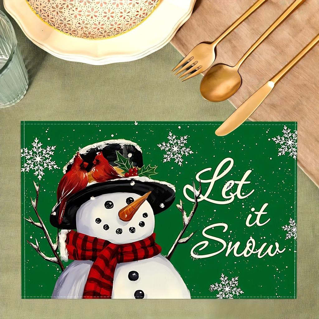 Tovaglietta Pupazzo di Neve Natalizio ,Tappetino da Cucina Protettore di Superficie Facile da Pulire per Fornello, Frigorifero, Lavastoviglie, Bagno - Decorazione da Tavola Festiva