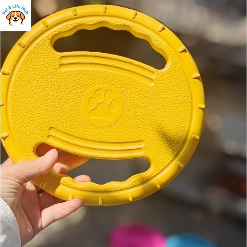 Outdoor toy frisbee dog training equipment pet ball for training dog bite-resistant training supplies pet products pet toys (Yellow,Handlebar Frisbee) жёлтый