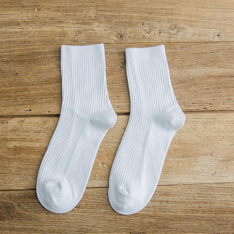 

Осенне-зимние носки, Двухигольные носки в вертикальную полоску, Однотонные мужские носки до середины икры, Универсальные хлопковые мужские носки, Деловые носки 1 pair белый
