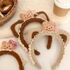 Lace Plush Bear Hairhoop for Adult Children Theme Party Props Cartoon Bear Headband for Women Face Washing Kids Birthday