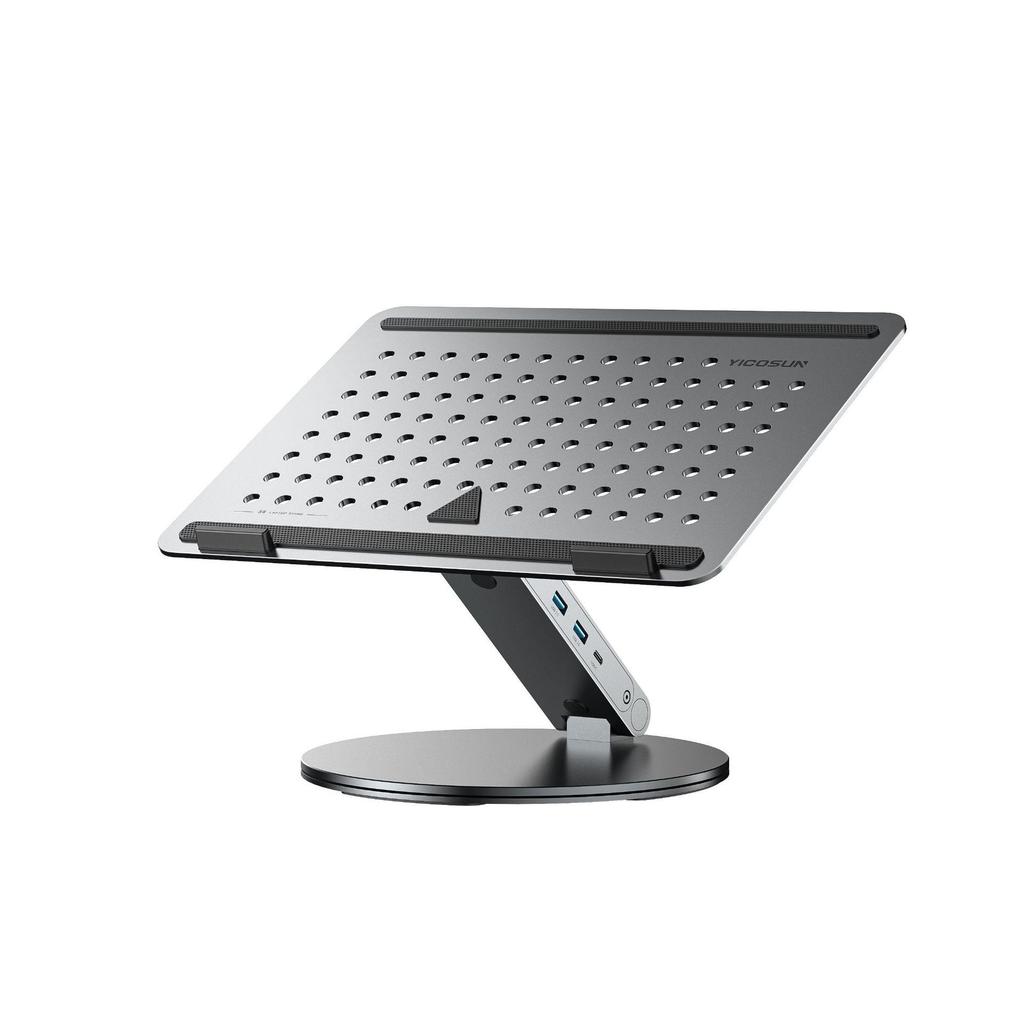 Rotatable Vertical Tablet Laptop Stand with Elevated Cooling and Enhanced 6-in-1 Docking Station