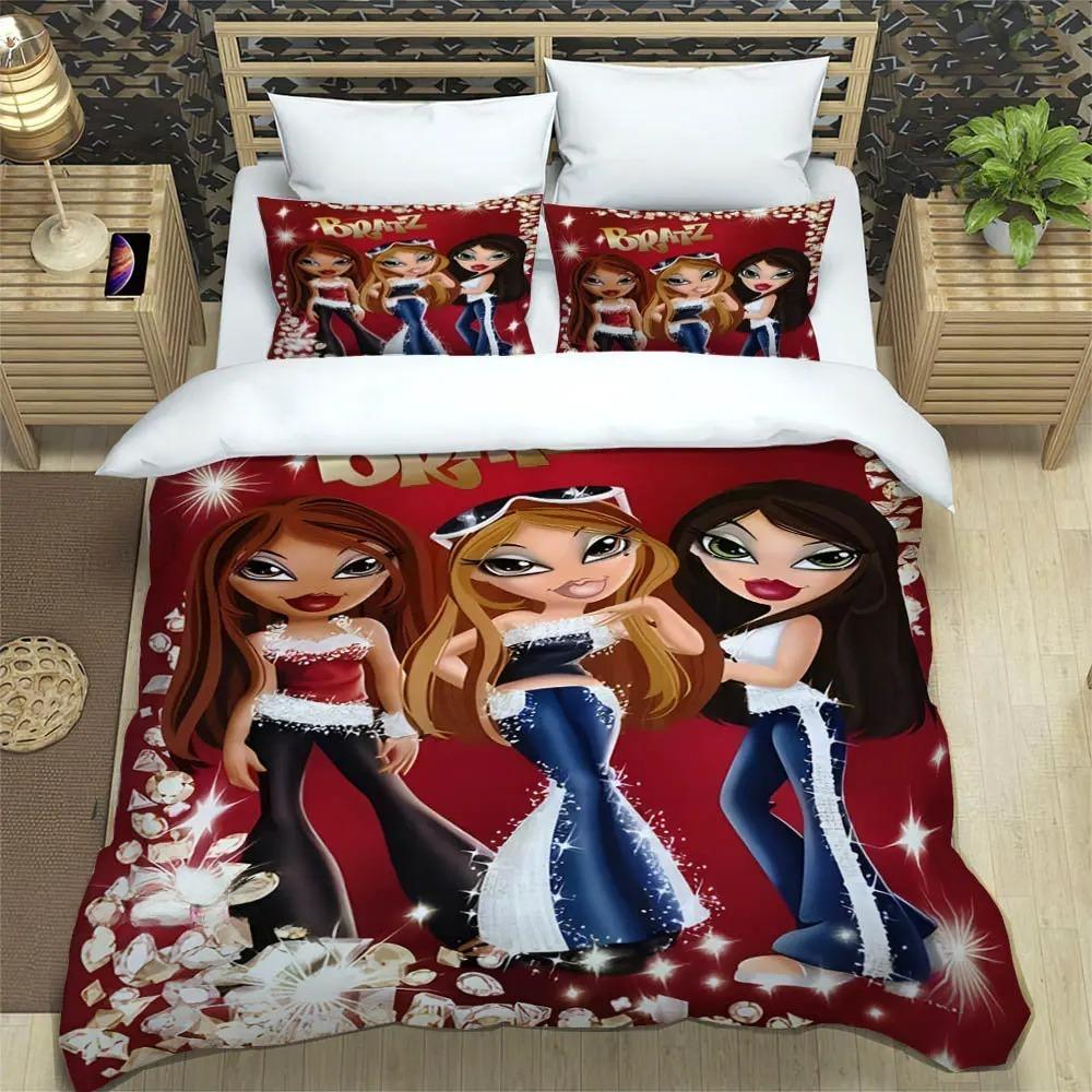 Cartoon Bratz Duvet Cover Pillowcase Bedding Set Adult Boy Girl Bedroom Decoration Children Single Double Large Size 135x200cm