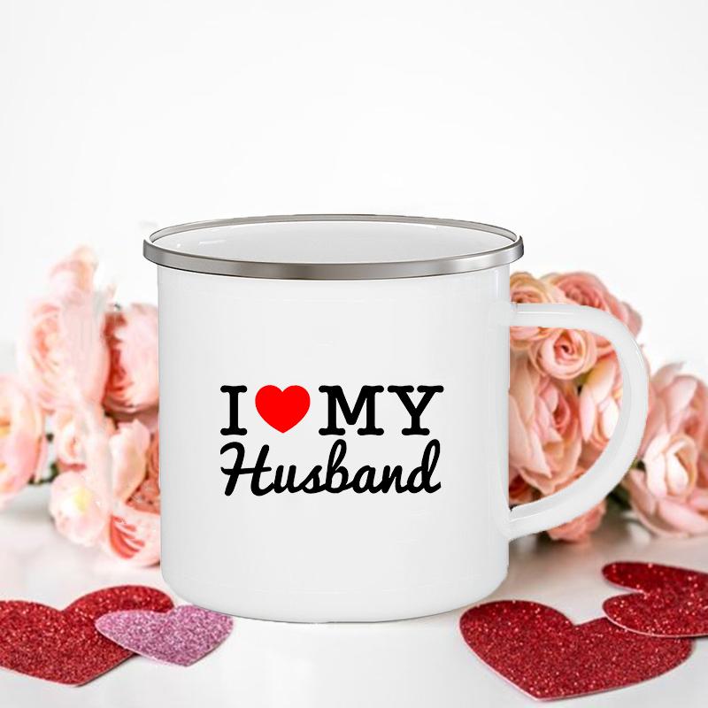 Frau/Herr Richtig Druck Paar Tassen Kreative Kaffeetasse Getränk Dessert Frühstück Milchbecher Emailletassen Henkel Trinkgeschirr Valentinstagsgeschenk