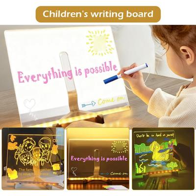 LED Note Night Light Board With 7pcs Colorful Pens DIY Lighted Acrylic Message Board Weekly Planer For Kids Gifts Office School
