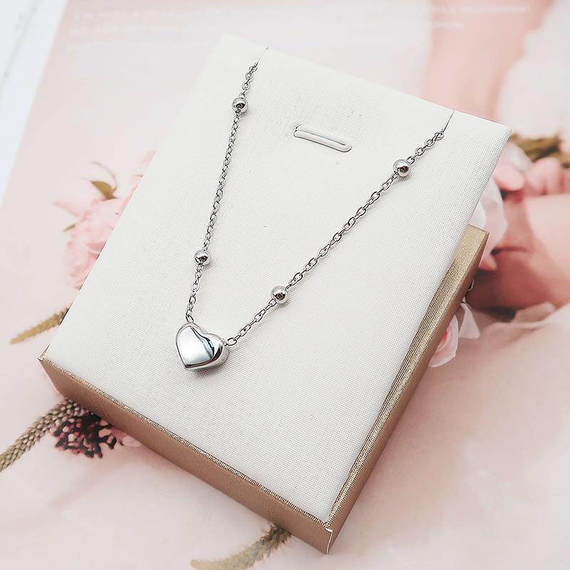 Minimalist Stylish Tiny Hearts Pendant Choker Necklace Titanium Steel Clavicle Chain For Ladies Women  Delicate Gift