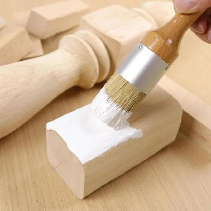 Mobilya için Tebeşir Boya Fırçaları, Yuvarlak Boya Fırçası Seti 2 Adet, Ahşap Üzerine Boyama veya Cila Yapmak İçin Balmumu ve Şablon Fırçaları, Süt Boyası