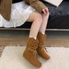 Fashion New Popular Suede Casual Boots for Women Fashionable Ankle Boots Short Slip On Flat Shoes Retro Versatile Soft Bottom Lady Boots
