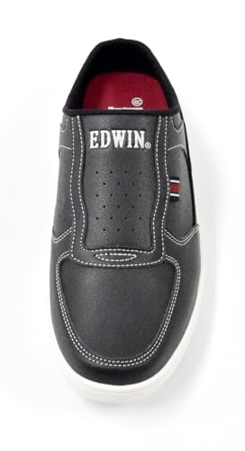 EDWIN Men's Slip-On Sneakers, Clogs, and Sliders, Stylish, Lightweight, Easy to Match, Perfect for Office or Casual Wear, Size 26.5cm, Black, EDW-7060