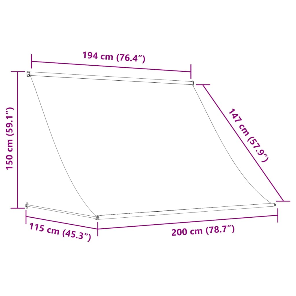 Retractable Awning Anthracite 200 X 150 Cm Fabric and Steel