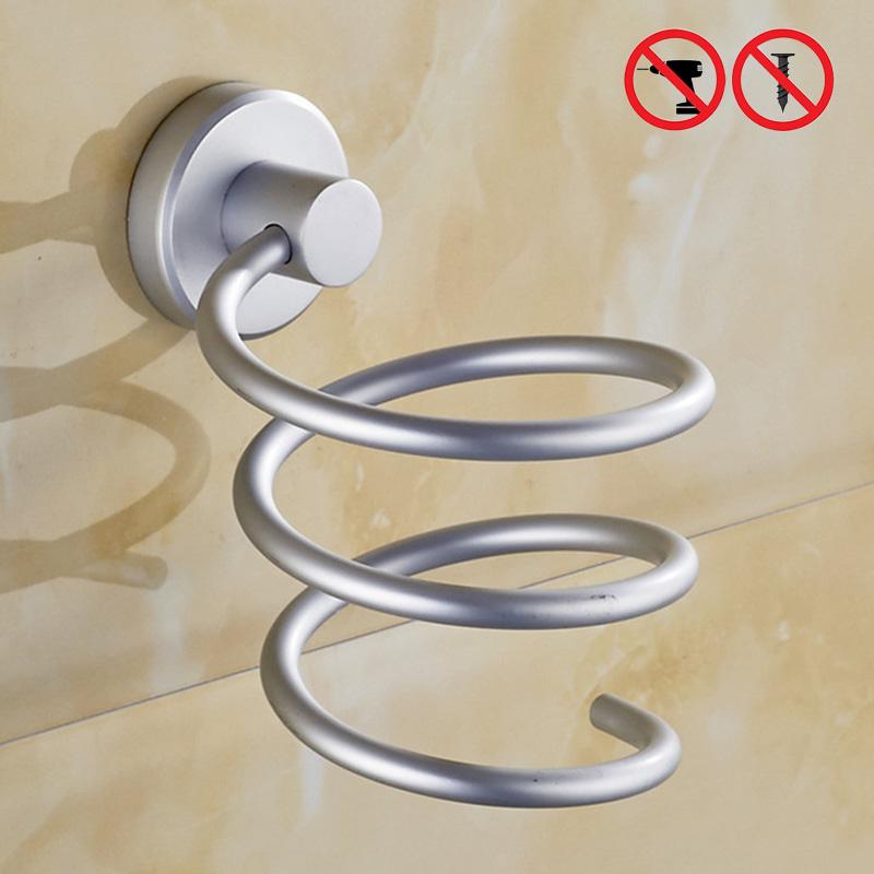 

Space aluminum hair dryer rack, black silver, bathroom storage rack, ventilation duct rack, non perforated EL89