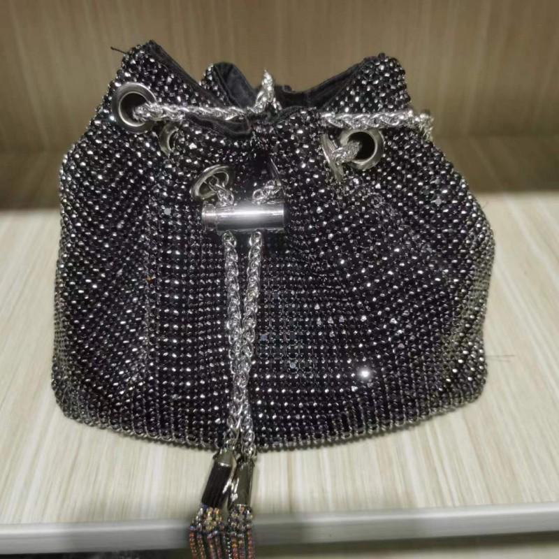 2026 Womens Crystal-Embellished Crossbody Bag Fringe Detail Small Square Shoulder No Top Handle