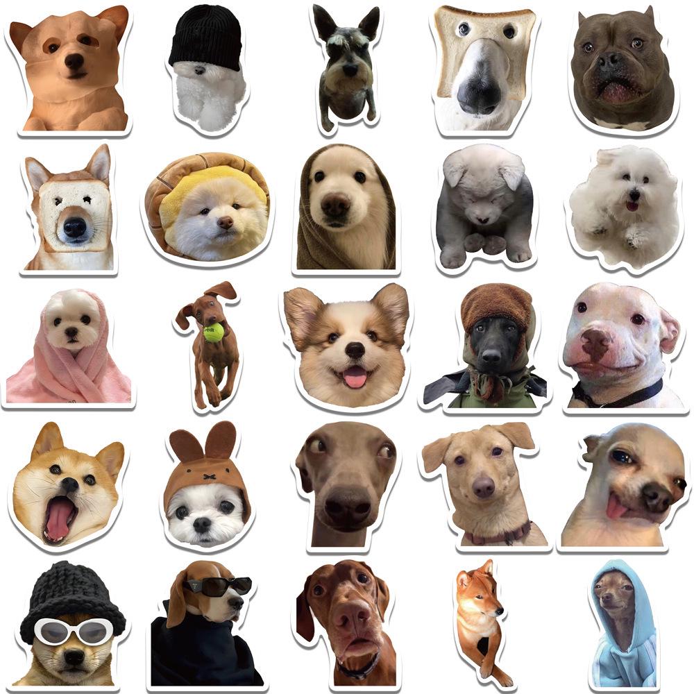 50 Funny Realistic Dog Emoji Stickers - Unique, Non-Repeating Designs for Silly Dog-Themed Decor