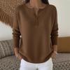 Wool Button V-neck Women's Sweater Autumn and Winter Solid Color Casual Fashion Women's New Style