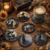 6 Pcs Flower Puppy Design Mats Cat Heat Resistant Coasters Wooden Coasters  Bar Table