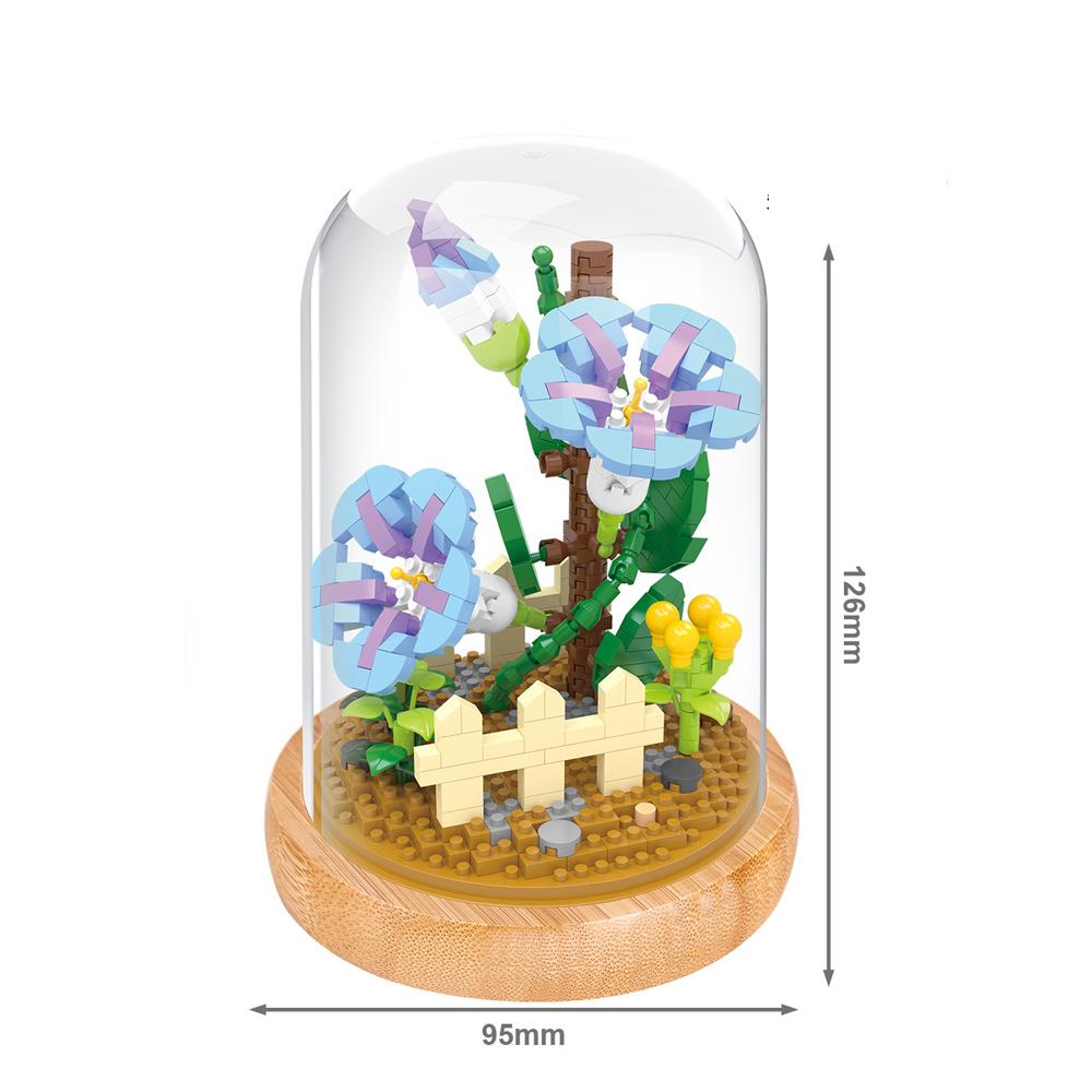 Exhibition Booth Brick Micro Diamond Block Flower Carnation Feverfew Lotus Kapok Jasmine Morning Glory Nanobrick Toys For Girls