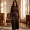 Long Sleeve Drooping Style Blouse Lace Lower Hemline Long Shirt Irregular Dress  Commute Outing