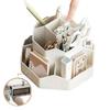 Double-Layer Rotating Pen Holder - Large Capacity, Cute Design for Student Desktops