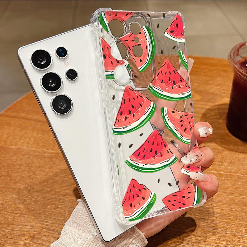 Cartoon Cherry Fruit Pattern Phone Case For Samsung Galaxy S26 S25 S24 S23 Ultra S22 Plus S24 S25 FE Clear Shockproof Soft Cover