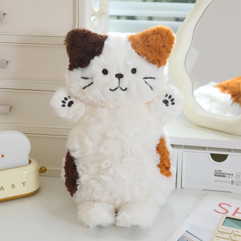 30cm Kawaii Kitten Cookie Plush Pillow Stuffed 3-color Black Brown Cartoon Cat Animal Toy Sleeping Overnight Companion Gift