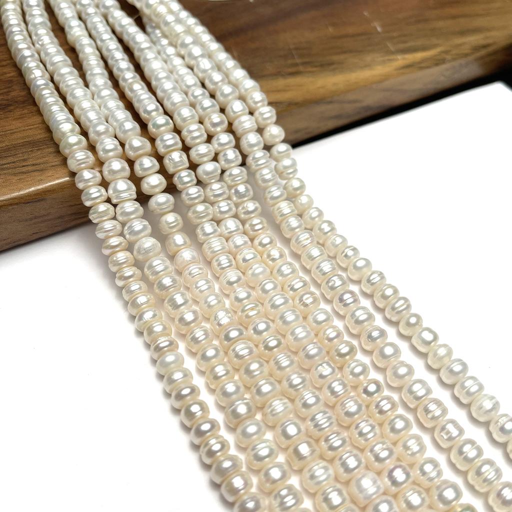 1String, White Artificial Pearls, Fashion Four Sides Light Beads, 7-8mm, for DIY Craft Jewelry Making, Bulk Gifts for Women, Unique Supplies 36cm