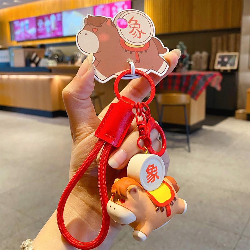 2026 Jahr des Pferdes Maskottchen Schlüsselanhänger Niedlicher Cartoon Nationaler Trend Tierkreiszeichen Pferd Schlüsselanhänger Paar Rucksack Anhänger Neujahrsgeschenk
