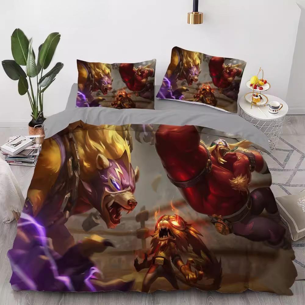 

Комплект постельного белья из микрофибры League of Legends Детское пуховое пододеяльник Подростковый Взрослый Игровой узор Сюит Украшение комнаты 3 предмета 90x200cm