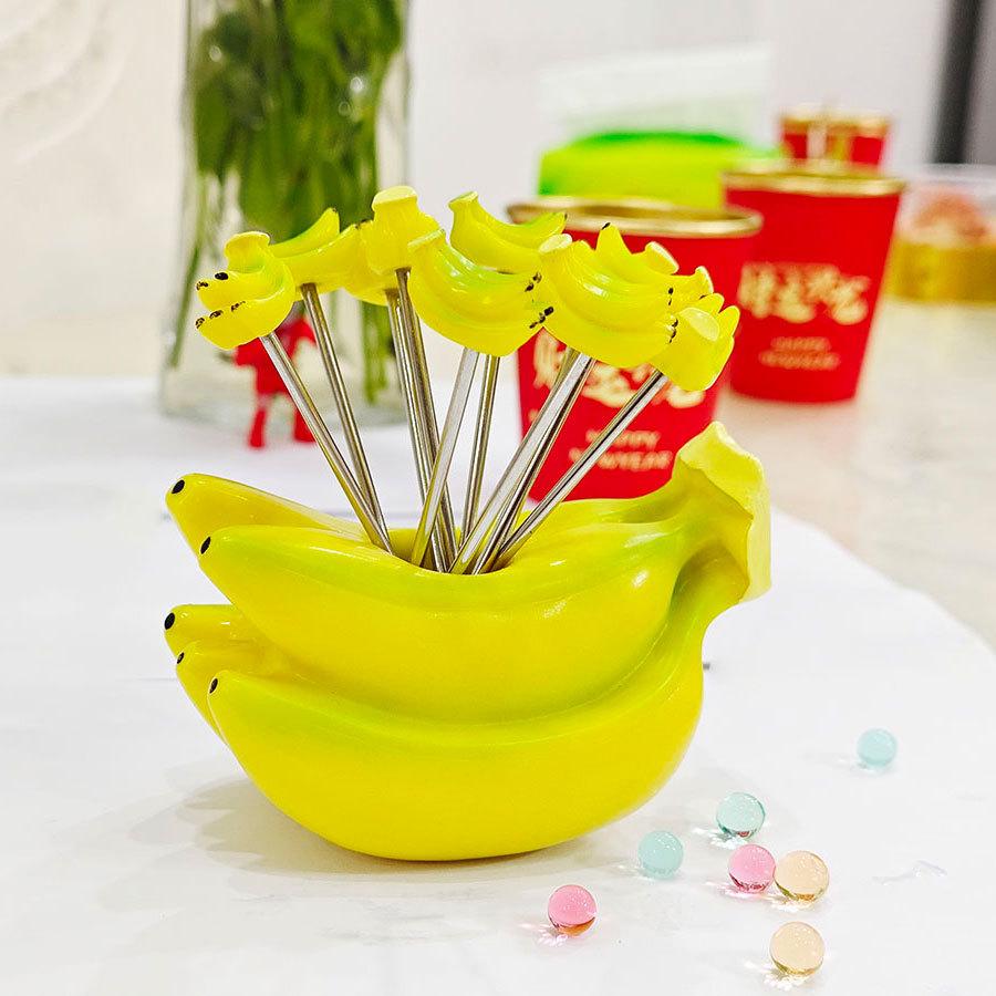 11-teiliges Set Liebesfruchtgabel für Zuhause, Wohnzimmer, Desktop, Edelstahl, Obstschild, Ornament, süße Erdbeer-Kohlgabel, Dekoration