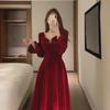 2025 New Velvet Slimming Wedding and Banquet Dress for Brides - Spring/Autumn Casual Wear