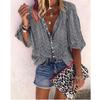 Printed Long Sleeve Loose Shirt Top Women Single Breasted Lapel Autumn Spring